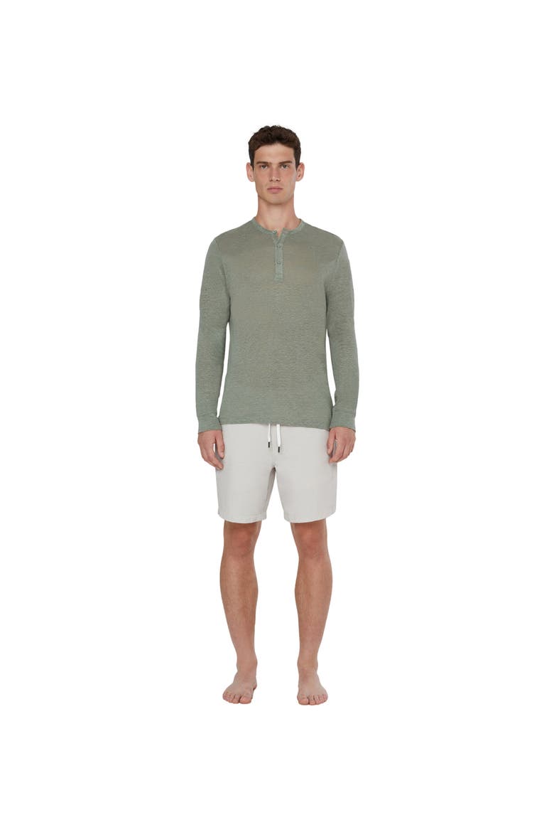 Long Sleeve Linen Henley, Main, color, SAGE
