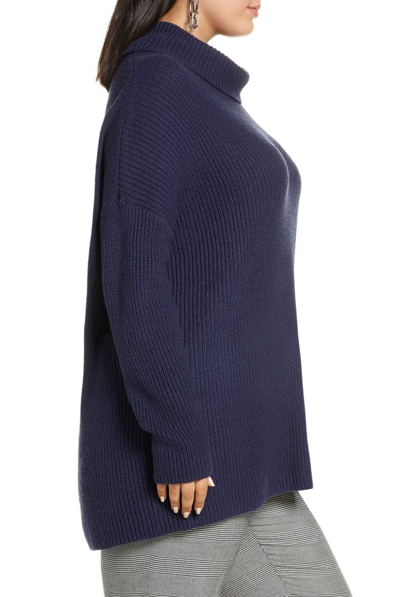 Oversized Turtleneck Tunic Sweater, Alternate, color, NAVY PEACOAT