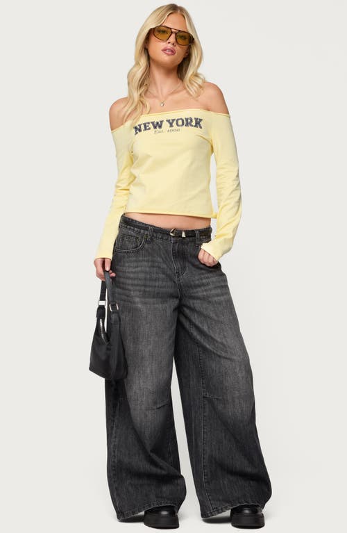 Edikted Skater Girl Washed Low Rise Wide Leg Jeans In Black