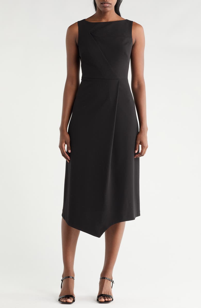 Vince Camuto Sleeveless Stretch Crepe Fit & Flare Midi Dress, Main, color, Black