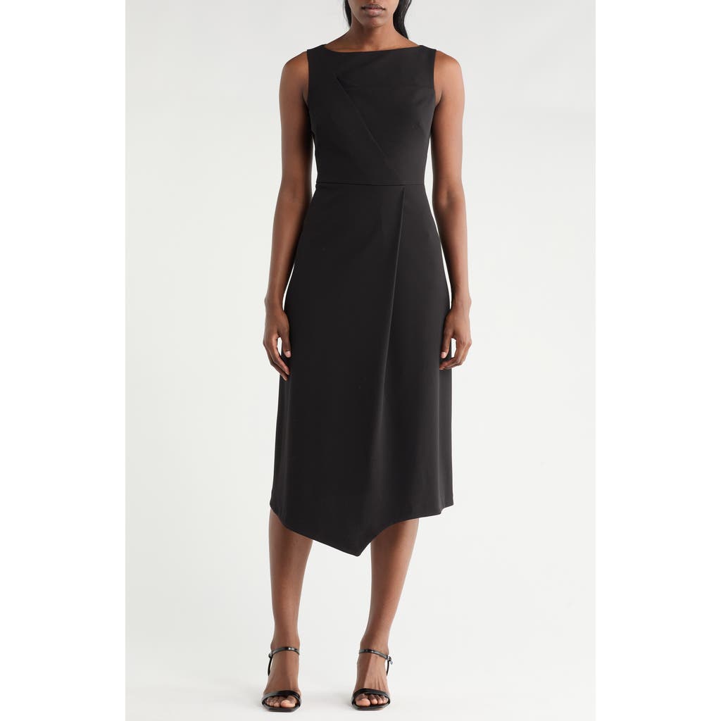 Vince Camuto Sleeveless Stretch Crepe Fit & Flare Midi Dress In Black