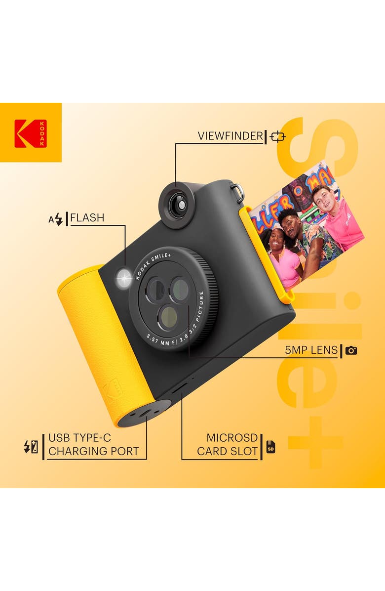 Kodak Smile+ 2-in-1 Instant Camera w/ Blue Case Bundle, Alternate, color, Black