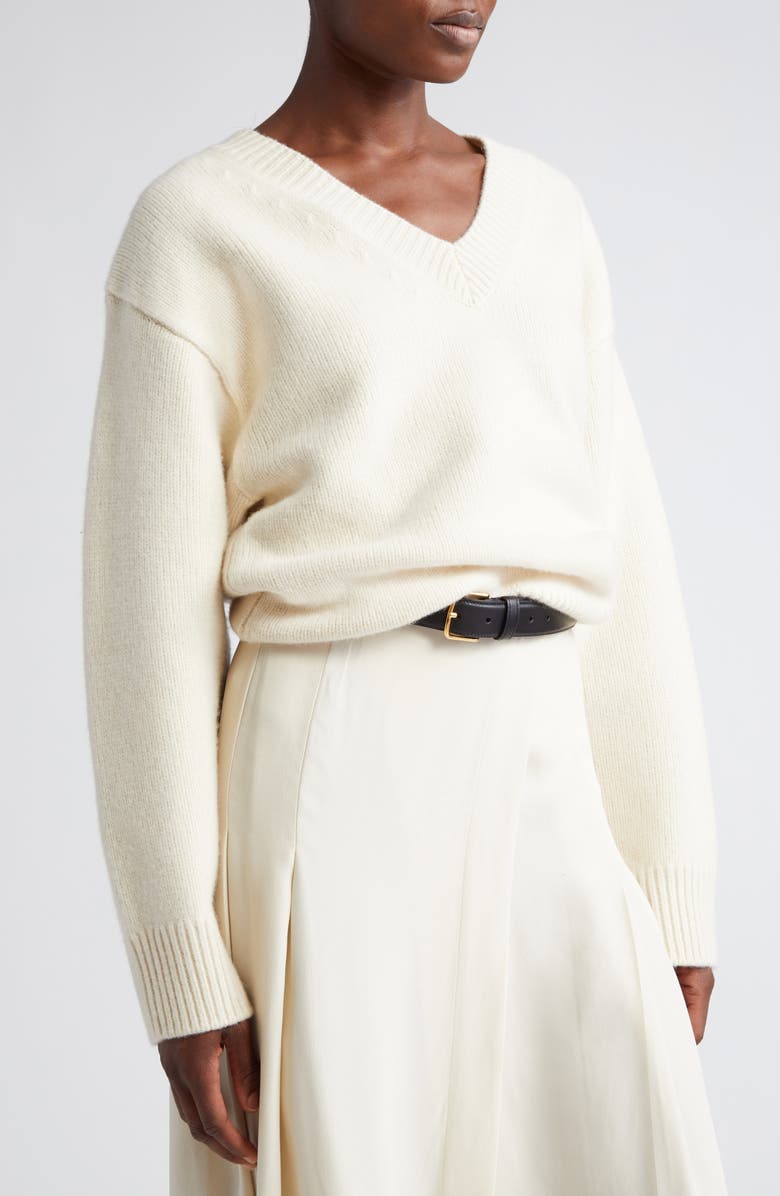 TOTEME Wool & Cashmere V-Neck Sweater, Alternate, color, 