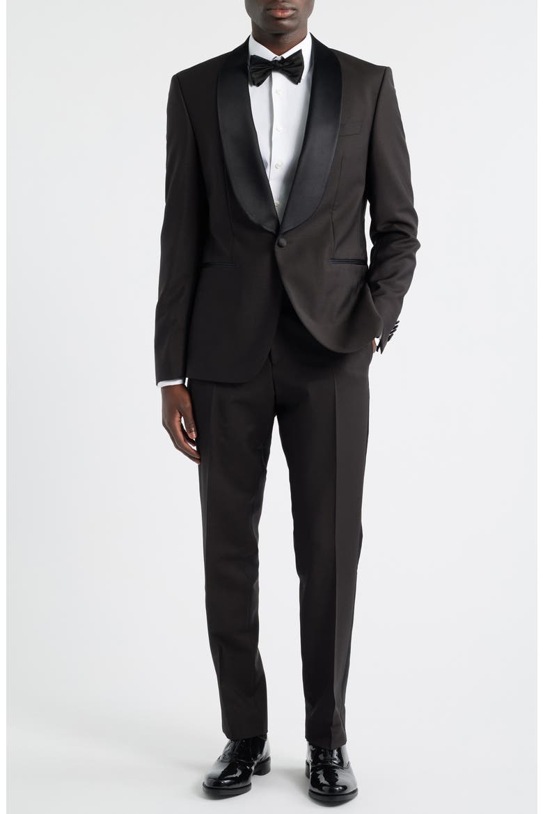 Huge Shawl Collar Dark Brown Wool & Mohair Tuxedo, Main, color, DARK BROWN