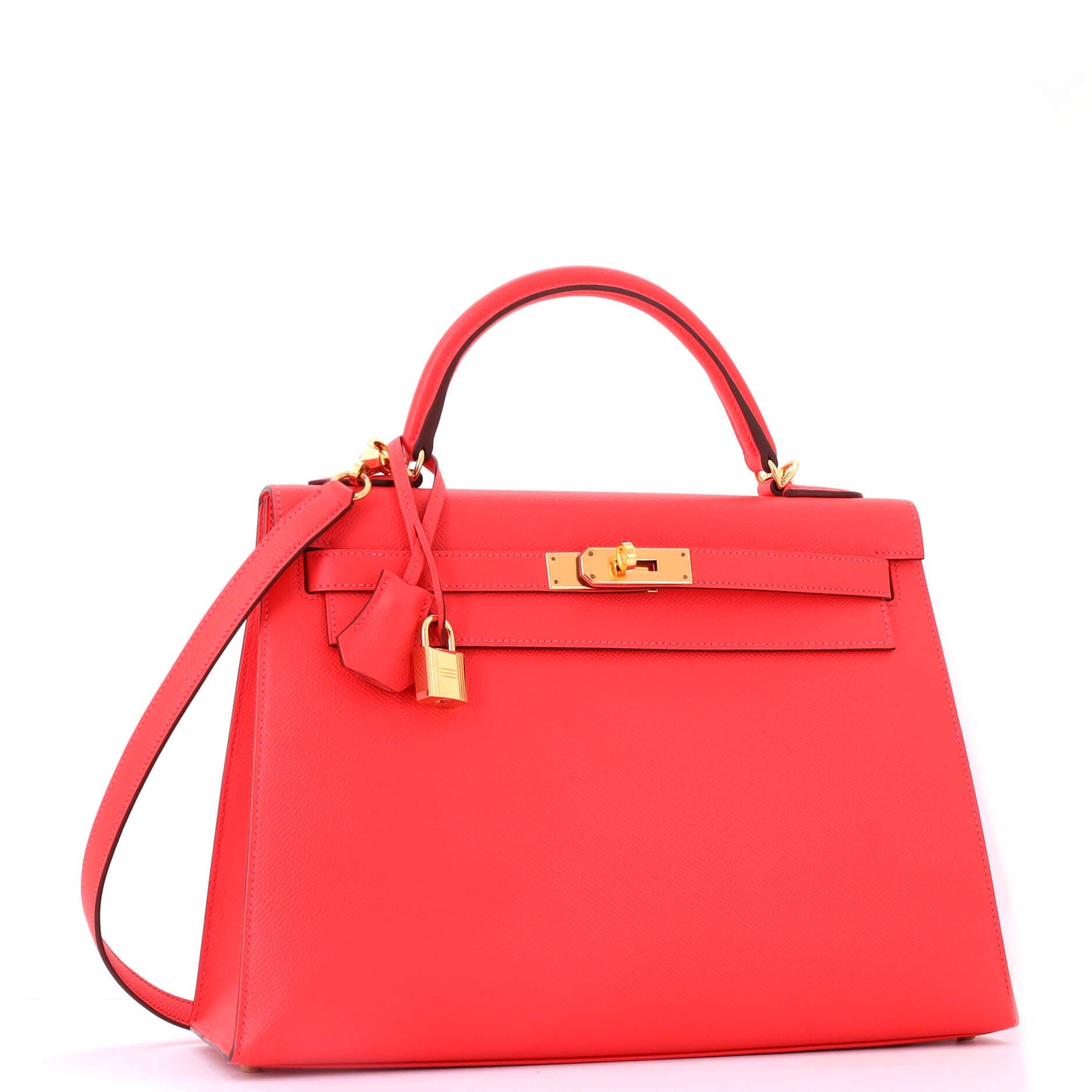 Pre-Owned Hermes Kelly Handbag Red Epsom with Gold Hardware 32, Alternate, color, Rouge Pivoine
