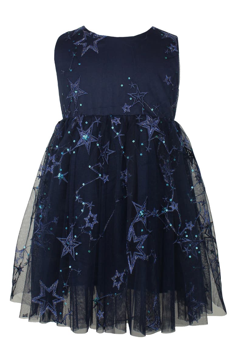 Popatu Embroidered Star Tulle Dress, Main, color, 
