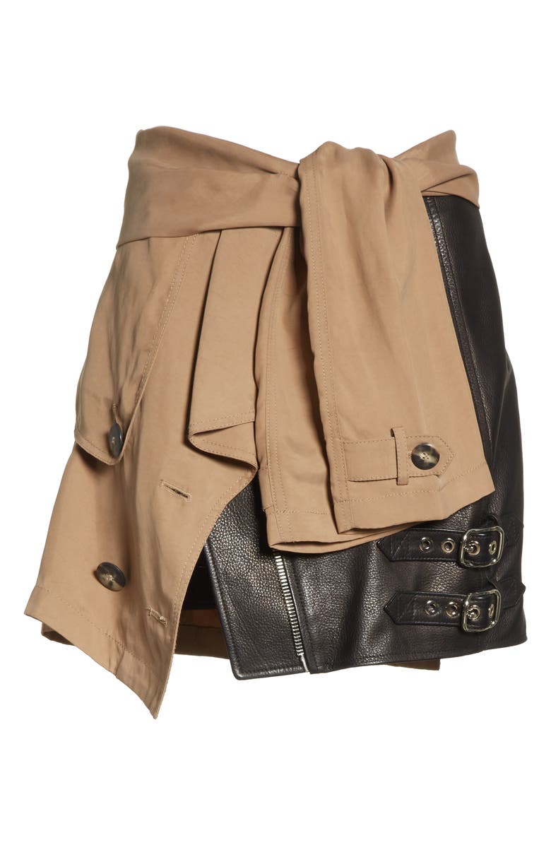 Alexander Wang Trench Combo Leather Miniskirt, Alternate, color, 