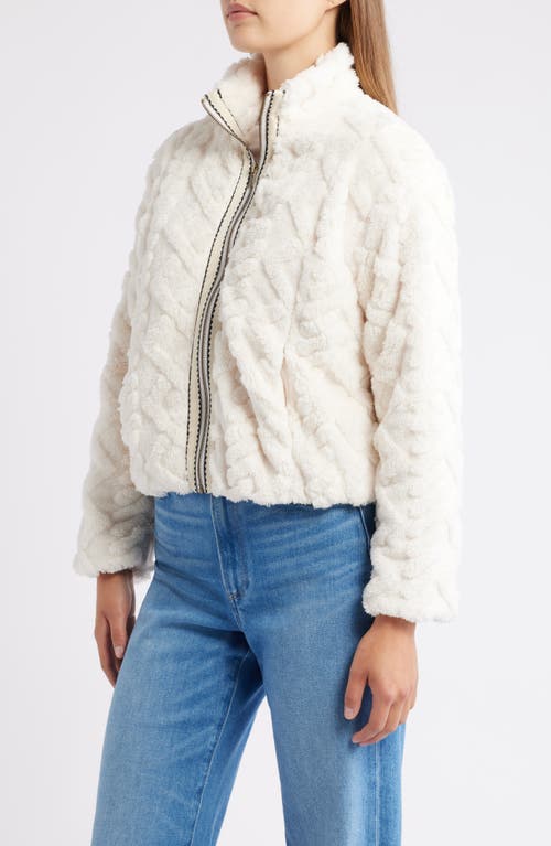 City Blues Textured Faux Fur Jacket In White