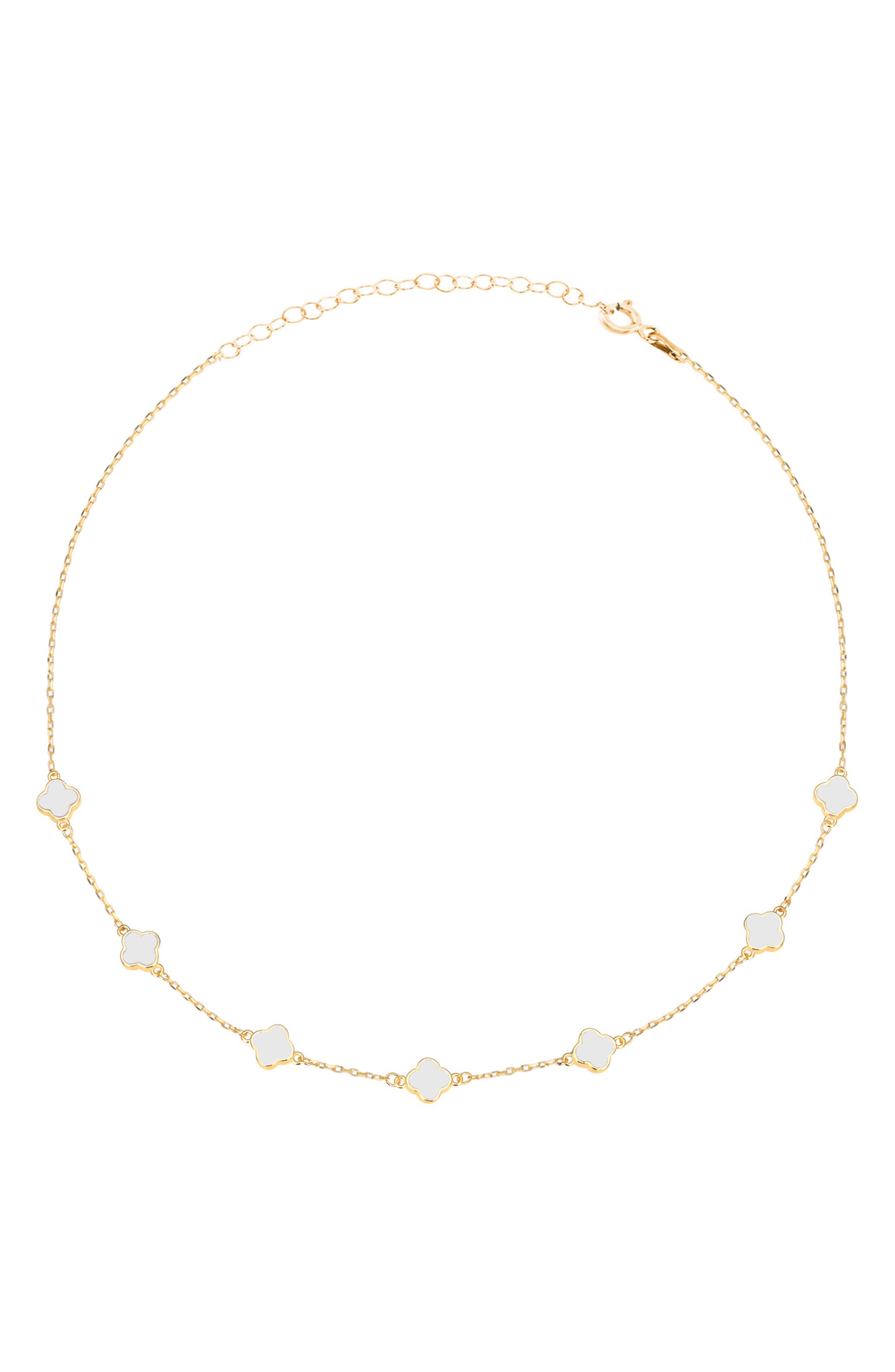 GABI RIELLE Enamel Clover Station Necklace