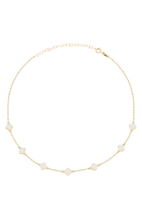 Enamel Clover Station Necklace