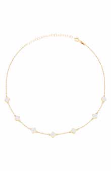 GABI RIELLE Enamel Clover Station Necklace