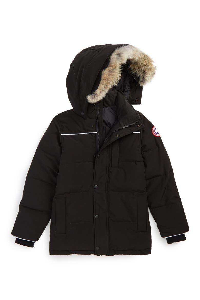 Eakin Genuine Coyote Fur Trim Down Parka, Main, color, BLACK