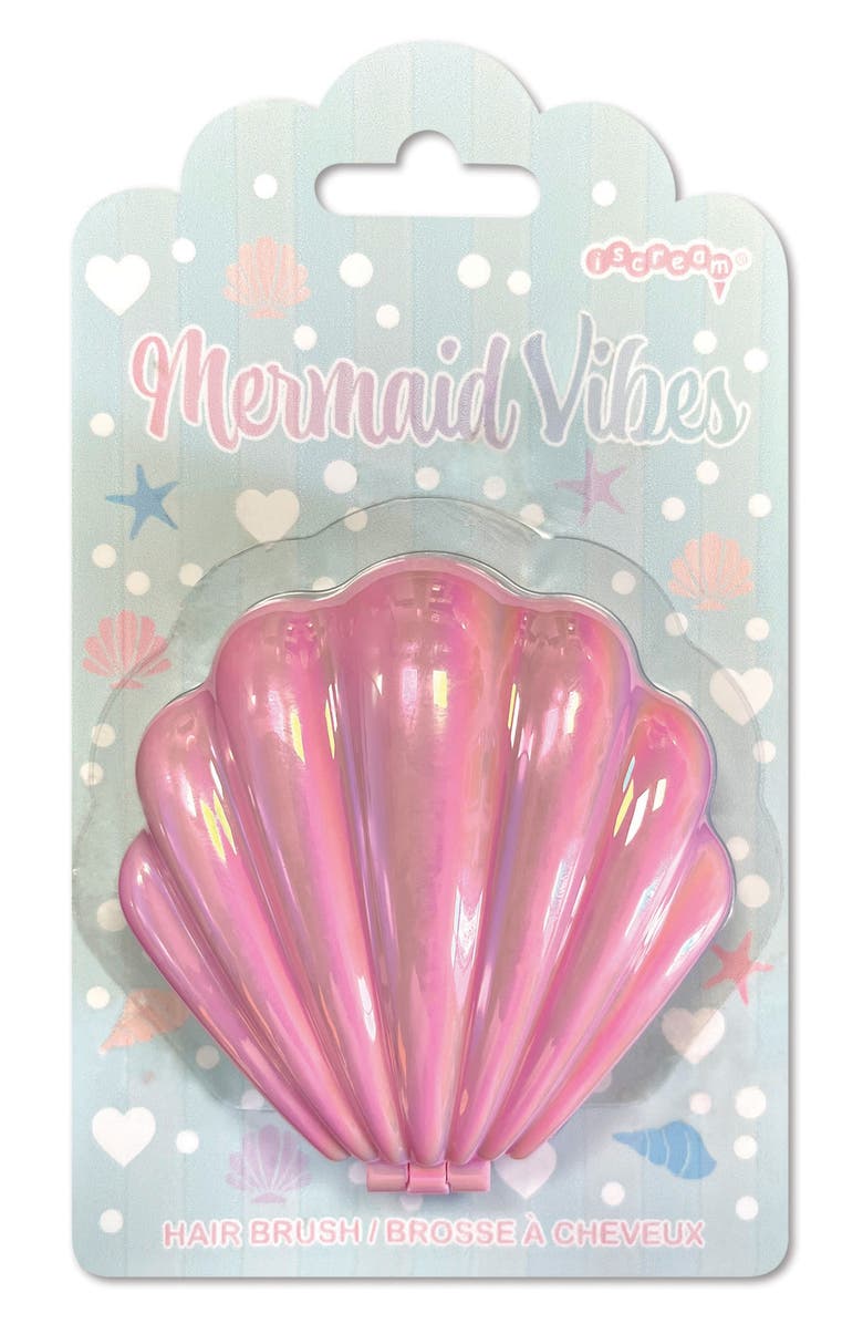Iscream Mermaid Pop-Up Shell Brush, Alternate, color, Pink Multi