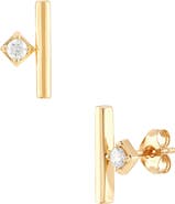 Frankie & Zoe 10K Yellow Gold Diamond Bar Stud Earrings