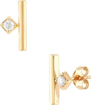 Frankie & Zoe 10K Yellow Gold Diamond Bar Stud Earrings