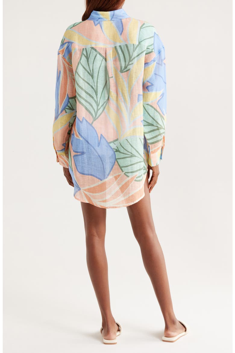 Playa Oversize Linen Cover-Up Shirt, Alternate, color, RTJ