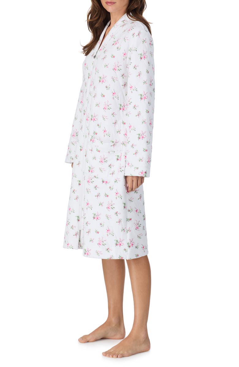 Eileen West Waltz Floral Zip-Up Quilted Cotton Robe, Alternate, color, Pink Bouqet