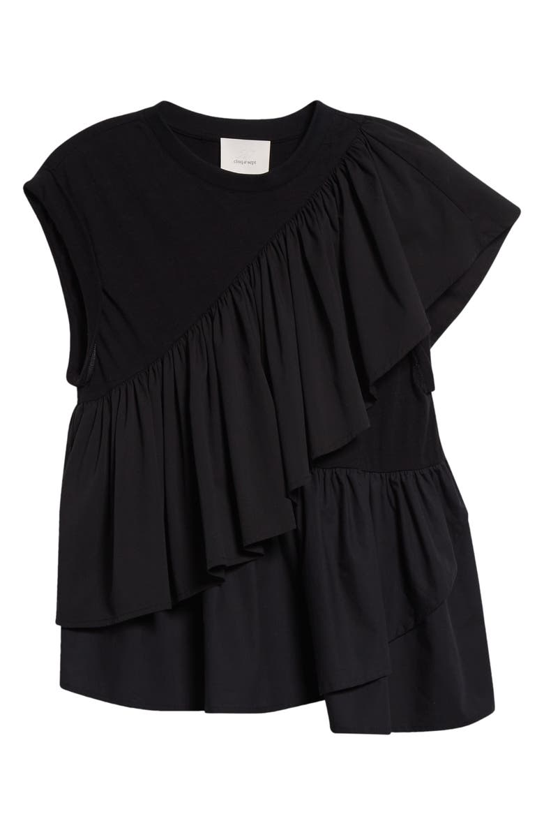 Cinq à Sept Micki Woven Ruffle Layer T-Shirt, Alternate, color, 