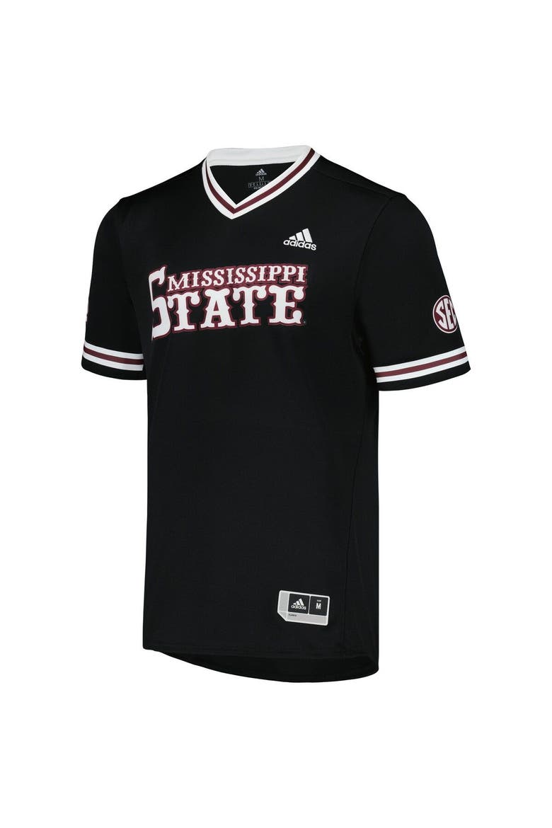 Men's adidas Black Mississippi State Bulldogs Replica V-Neck Baseball Jersey, Alternate, color, Black