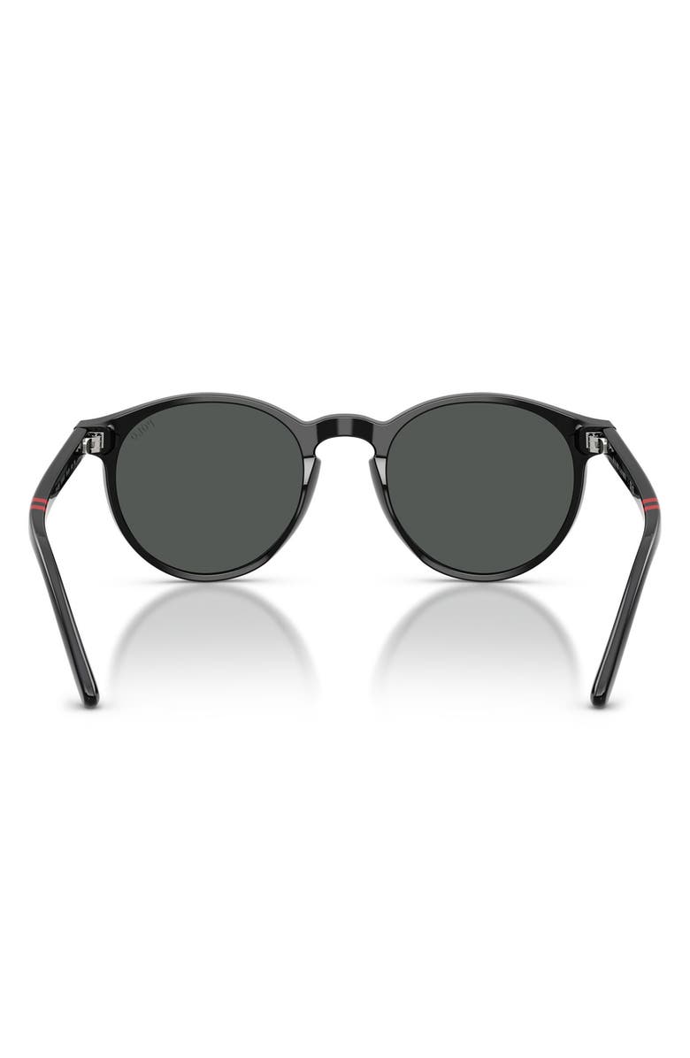 Polo Ralph Lauren 50mm Round Sunglasses, Alternate, color, Shiny Black / Dark Grey