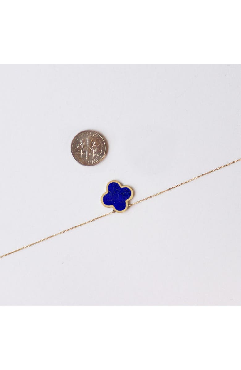 The Lovery Fine Jewelry Extra Large Lapis Single Clover Necklace, Alternate, color, Lapis