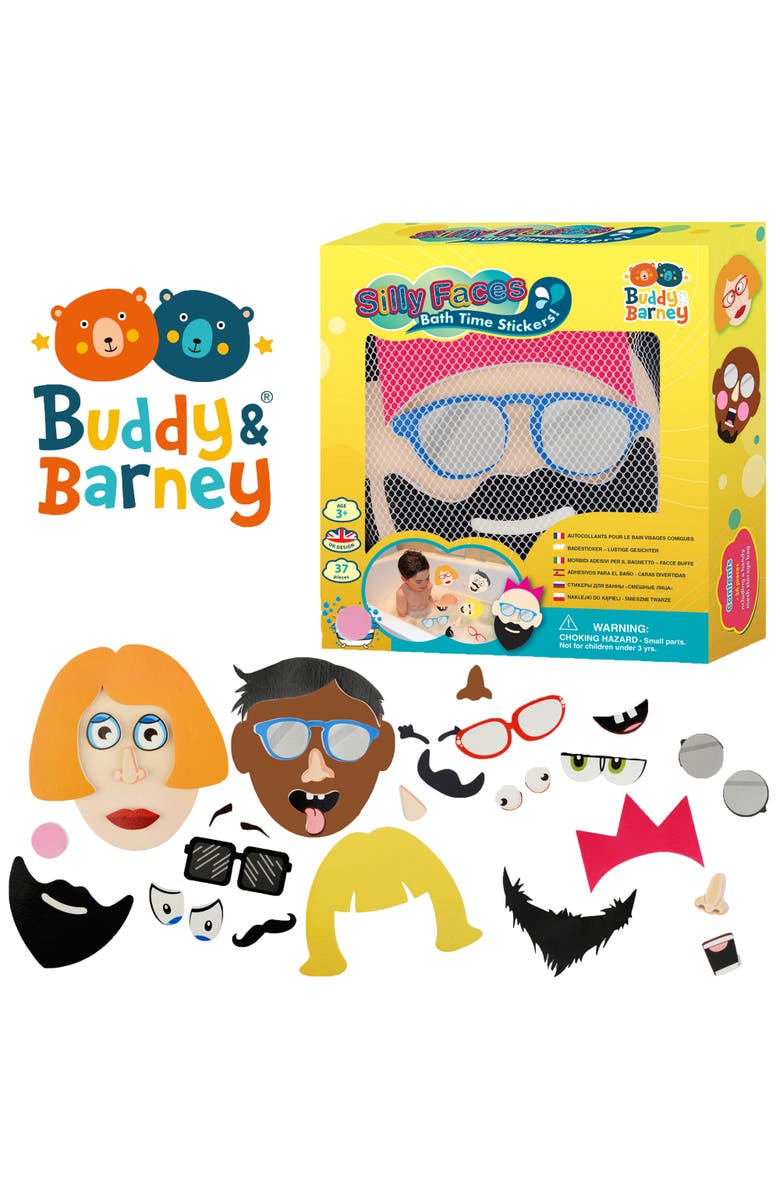 Buddy & Barney Silly Faces Bath Time Stickers, Alternate, color, Multicolored