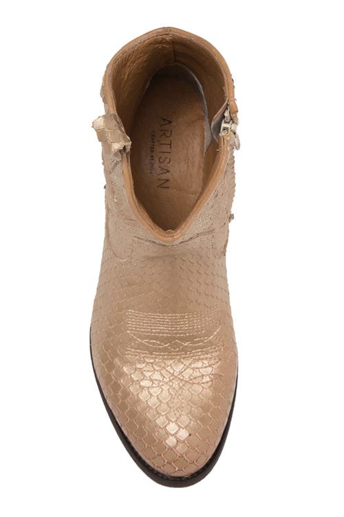 Zigi Artisan Mireya Western Ankle Bootie In Gold Ske L