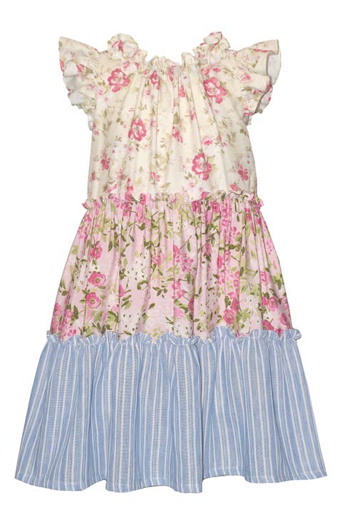 Kids' Mixed Print Flutter Sleeve Dress (Big Kid)