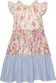Iris & Ivy Kids' Mixed Print Flutter Sleeve Dress