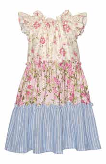 Iris & Ivy Kids' Mixed Print Flutter Sleeve Dress