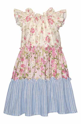 Iris & Ivy Kids' Mixed Print Flutter Sleeve Dress