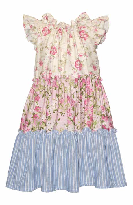 Iris & Ivy Kids' Mixed Print Flutter Sleeve Dress