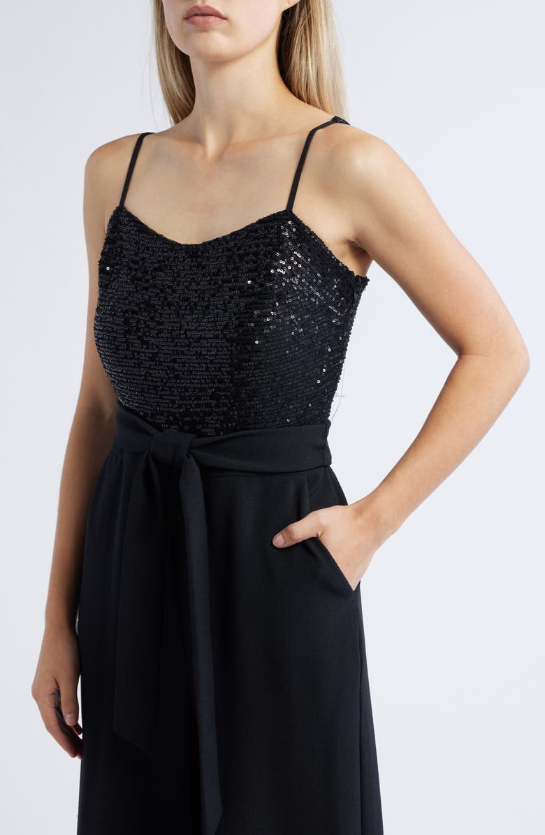 Julia Jordan Sequin Square Neck Wide Leg Jumpsuit, Alternate, color, 