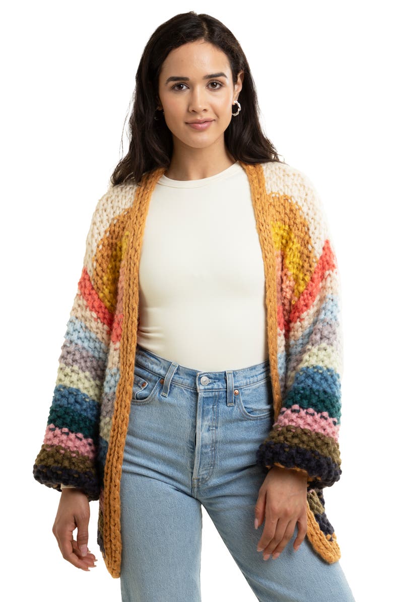 SAACHI Mayflower Stripe Crochet Cardigan, Alternate, color,