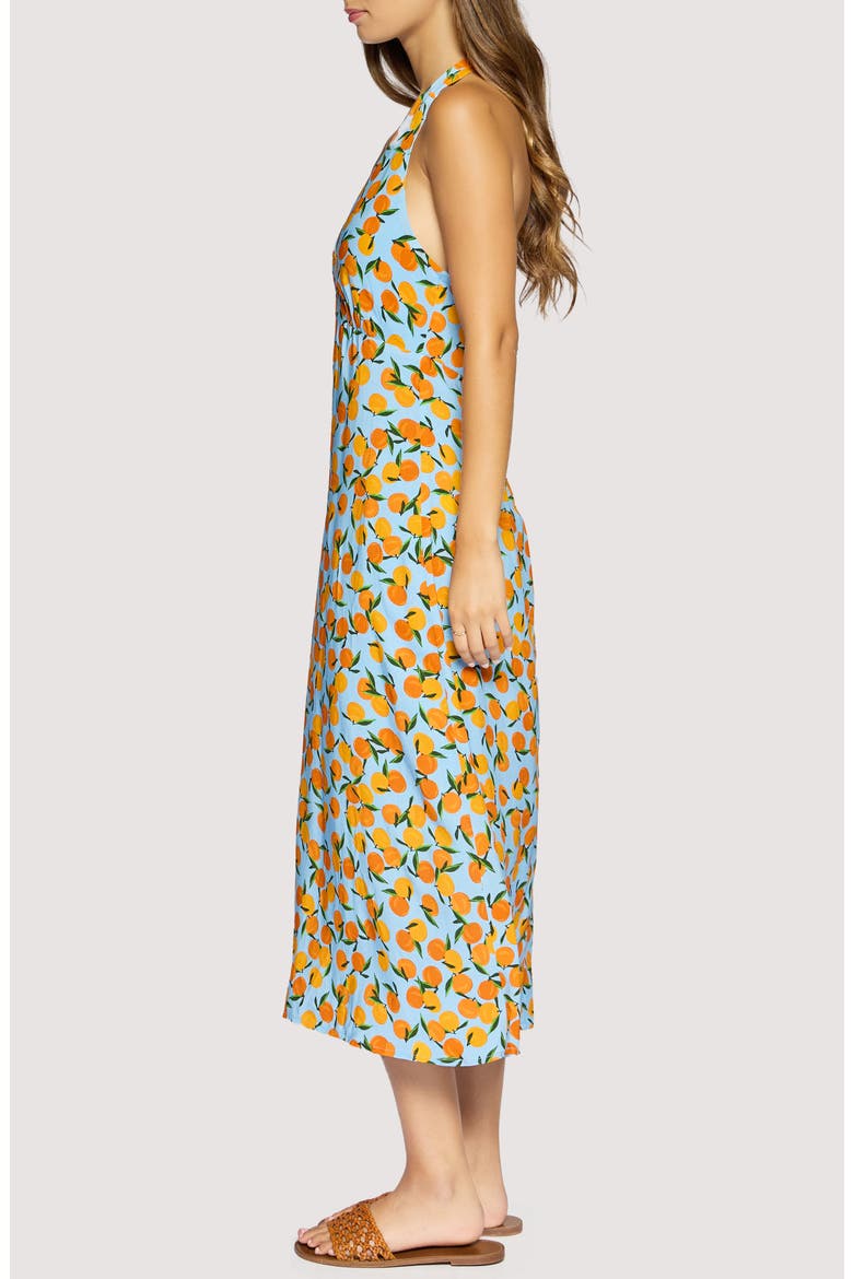 Citrus Soirée Halter Neck Dress, Alternate, color, BLUE ORANGE