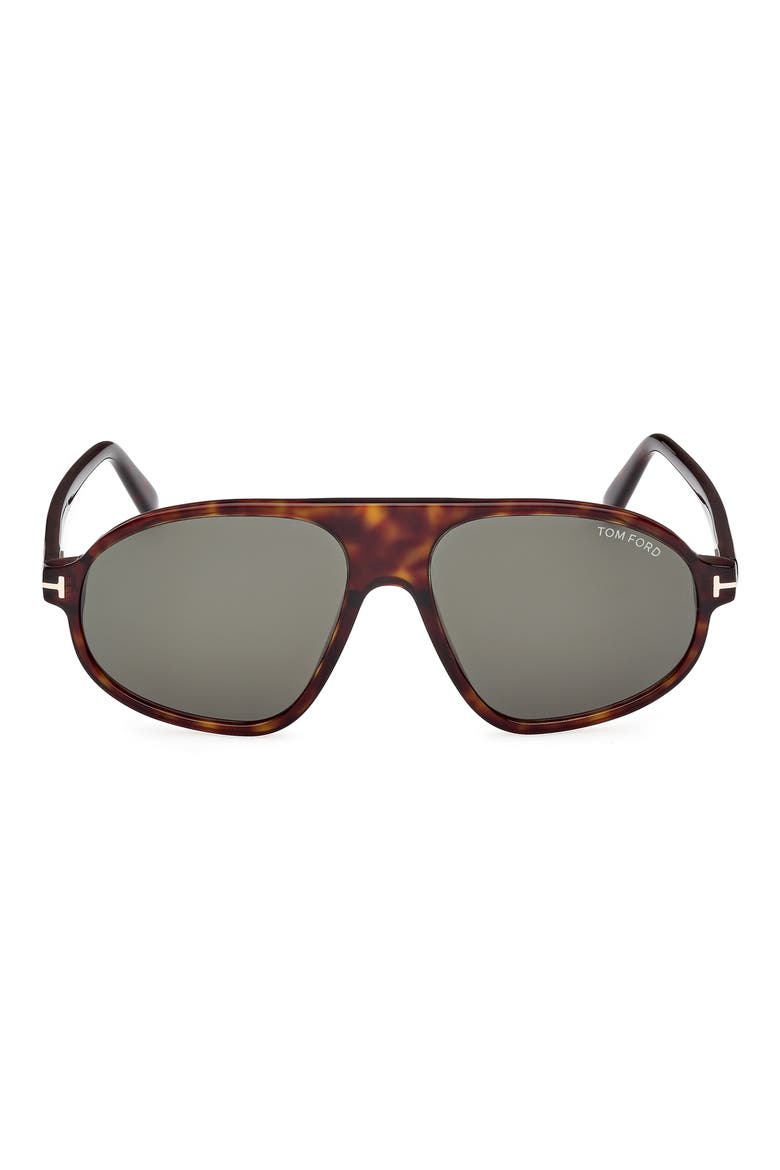 58mm Pilot Sunglasses, Main, color, DARK HAVANA / GREEN