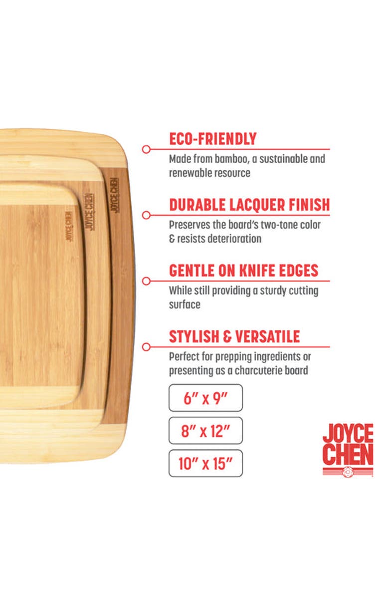 JOYCE CHEN Burnished Cutting Board Set, 3 pack, Alternate, color, Bamboo