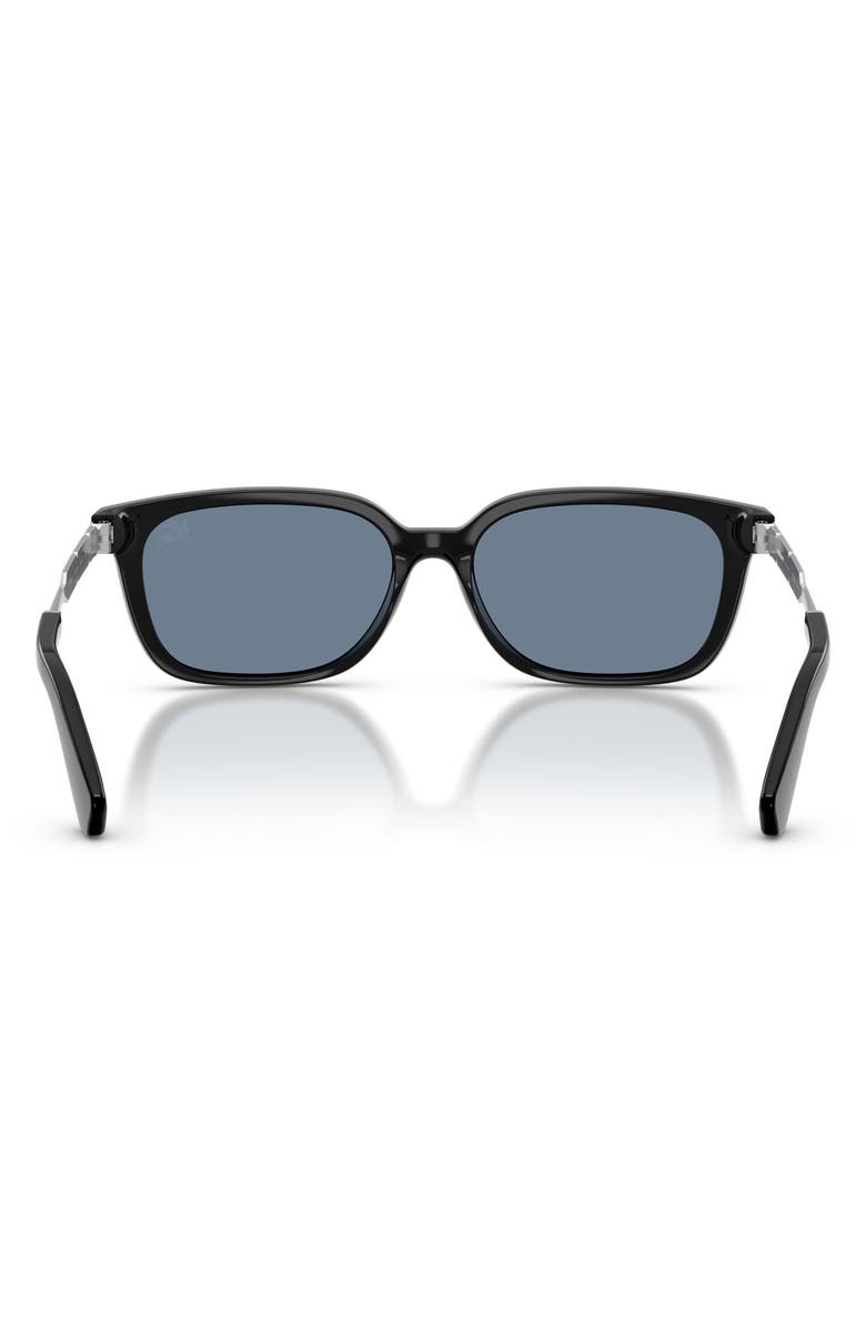 Burberry 54mm Polarized Rectangular Sunglasses, Alternate, color, Black / Dark Blue Polar
