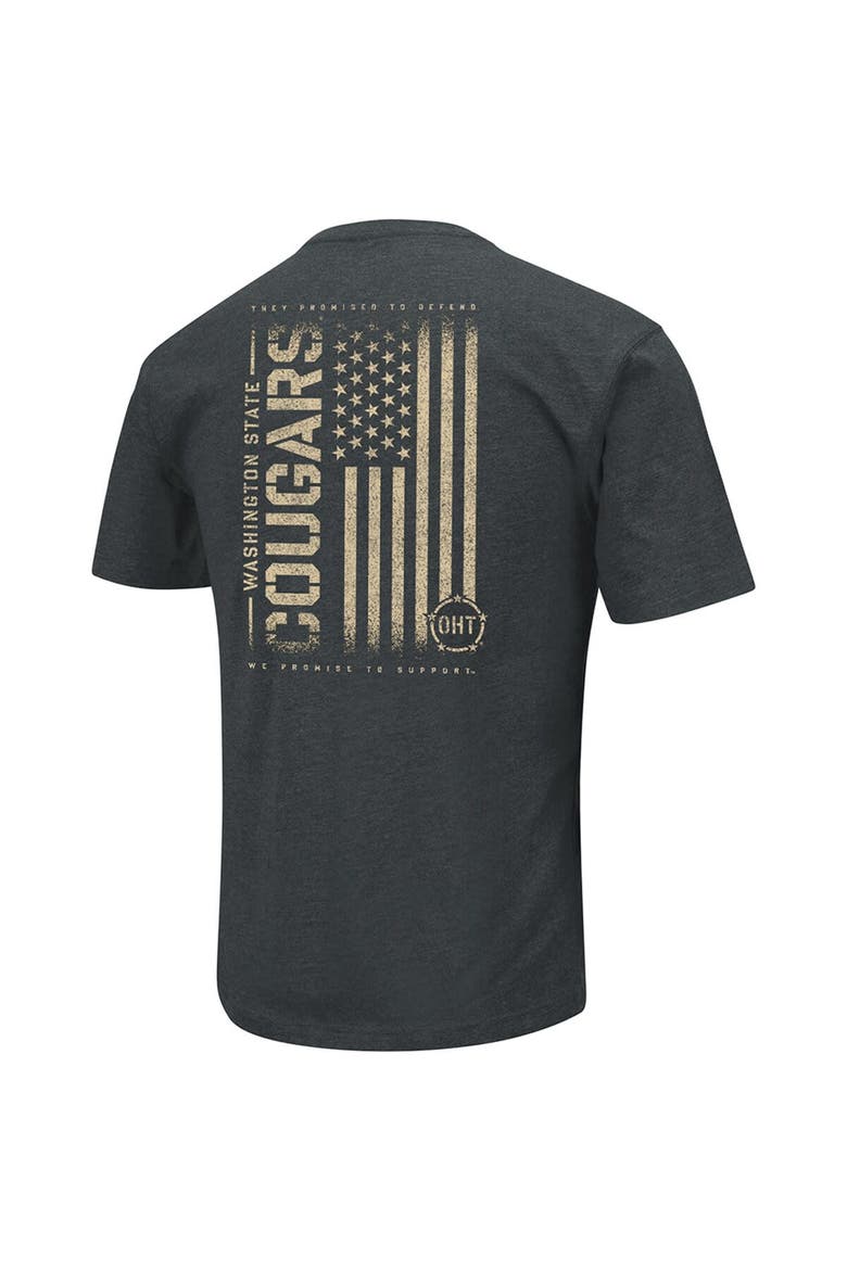 Men's Colosseum Heathered Black Washington State Cougars OHT Military Appreciation Flag 2.0 T-Shirt, Alternate, color, Heather Black