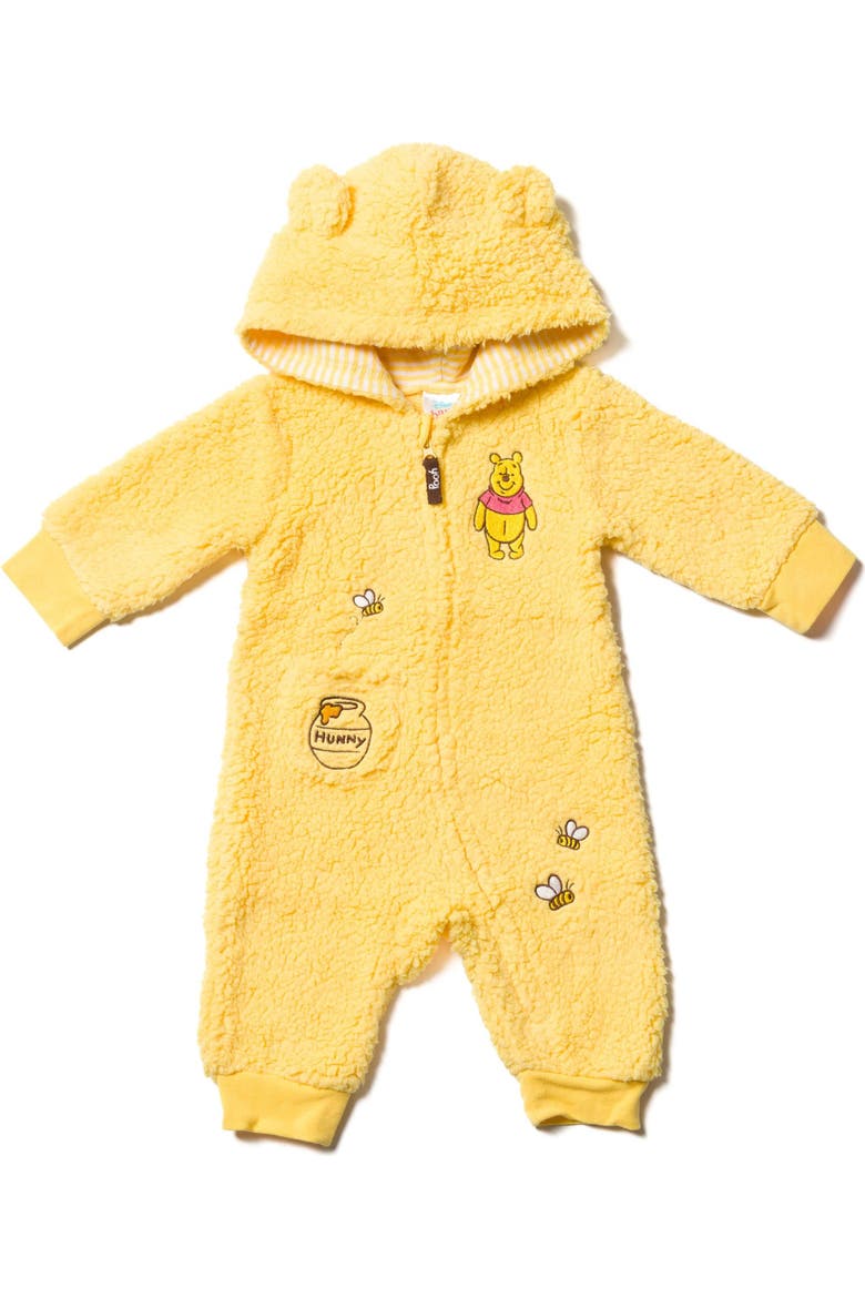 Winnie the Pooh Fleece Hooded Jumpsuit, Main, color, Winnie the Pooh Yellow