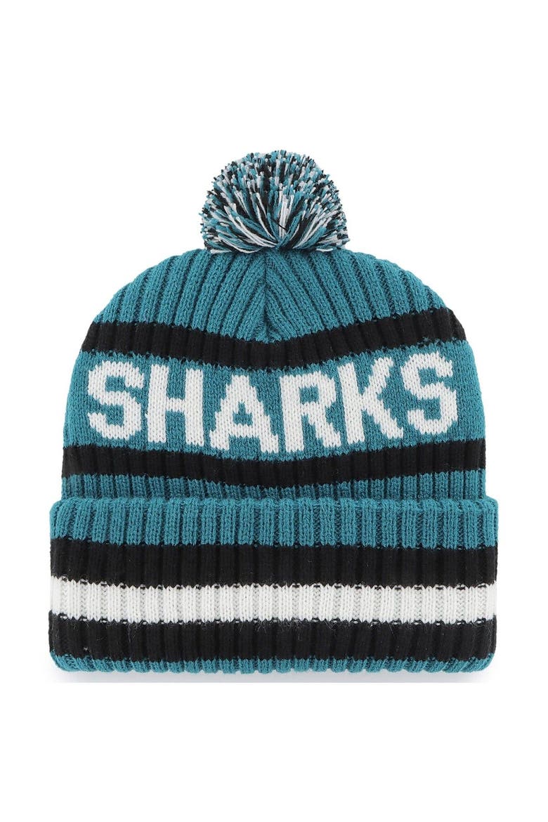 Men's '47 Teal San Jose Sharks Bering Cuffed Knit Hat with Pom, Alternate, color, Teal