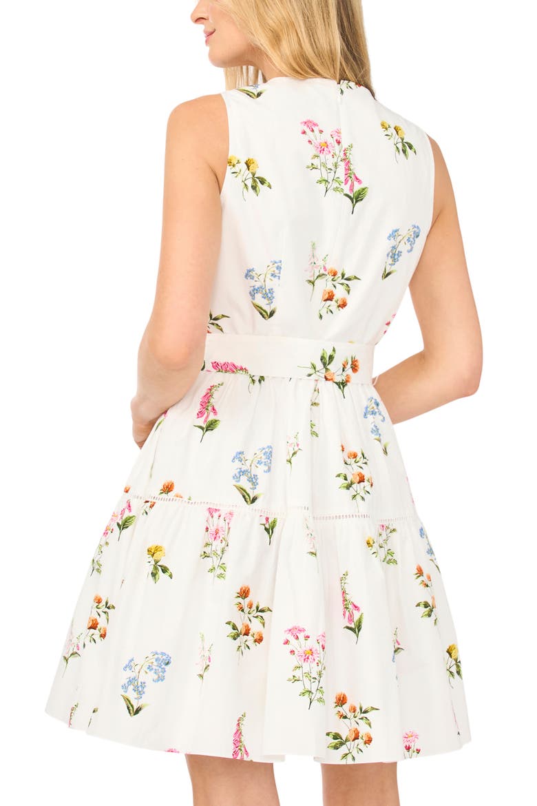 Rena Print Tie Waist Dress, Alternate, color, VANILLA ICE