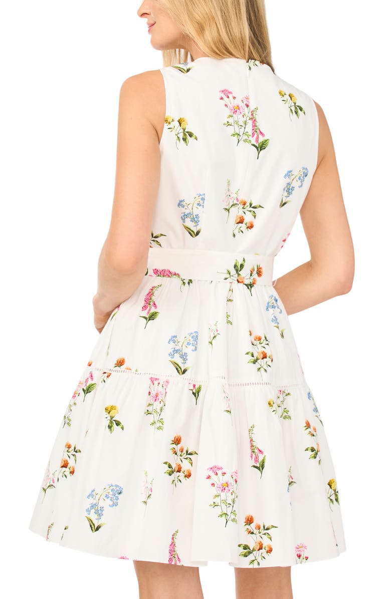 Ted Baker Rena Print Tie Waist Dress, Alternate, color, Vanilla Ice