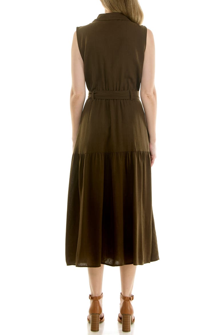 Sleeveless Belted Shirtdress, Alternate, color, DEEP JUNGLE GREEN