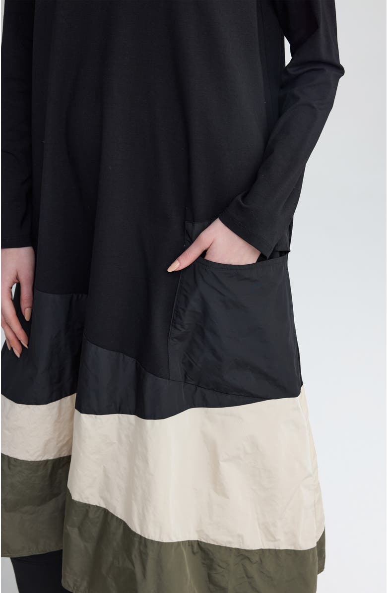 LUUKAA Muriel Colorblock Jersey Dress, Alternate, color, Black