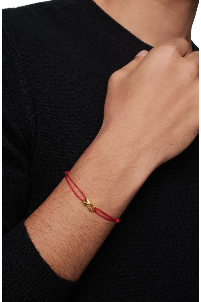 Infinity Link Black Cord Bracelet with 18K Yellow Gold, Alternate, color, 18K YELLOW GOLD