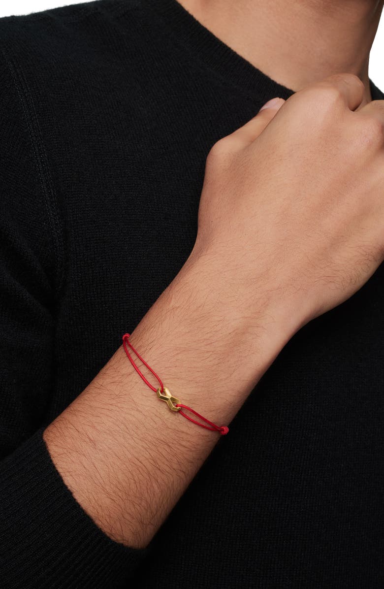 David Yurman Infinity Link Black Cord Bracelet with 18K Yellow Gold, Alternate, color, 