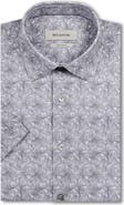 Bugatchi Miles OoohCotton® Leaf Print Short Sleeve Button-Up Shirt