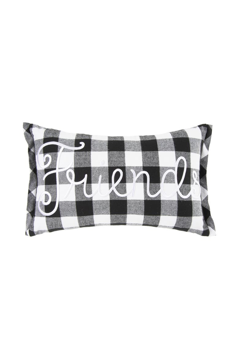 Friend Embroidered Throw Pillow, 18" x 18", Main, color, black
