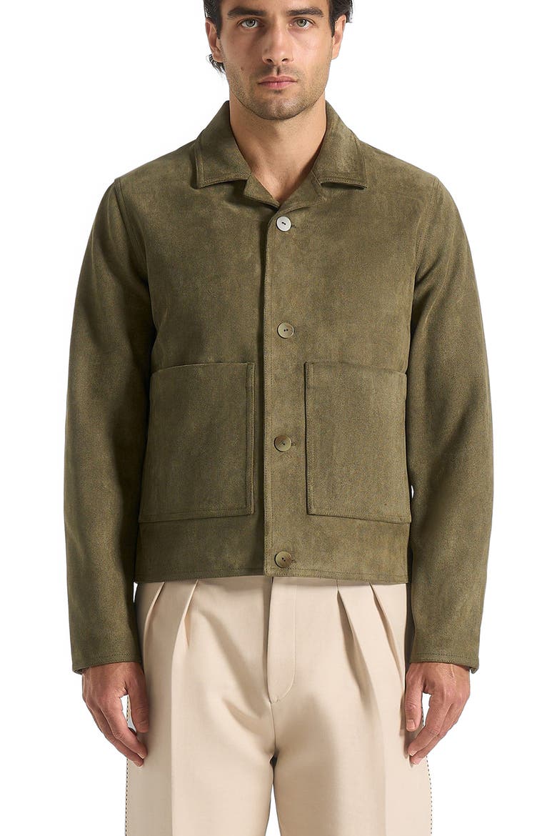 Michel Suede Jacket With Revere Collar, Main, color, Olive